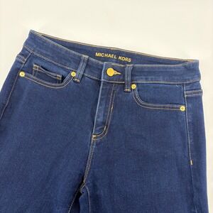 Michael Kors Dillon Relaxed Jeans Size 2 Dark Wash Stretch Denim Blue